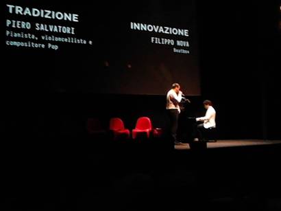 Immagine > Esibizione artistica di PIERO SALVATORI (Pianista, violincellista e compositore Pop) e FILIPPO NOVA (Beatbox) nel corso della Altea Federation Annual Convention #becomingthefuture -- 20 Settembre 2018, presso Teatro dellArte de La Triennale di Milano // www.alteafederation.it