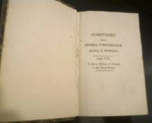 Immagine > Rif.: SEGUR - STORIA UNIVERSALE
SEGUR STORIA UNIVERSALE  17 TOMI // Compilata da B.S.A. E PUBBLICATA IN CONTINUAZIONE AL COMPENDIO DELLA STORIA UNIVERSALE DEL SIG. CONTE DI SEGUR // MILANO, Presso Ant. Fort. STELLA E FIGLI // 1827 // (Gli Anni delle parti dell'opera comprendono il periodo compreso tra il 1818 e il 1827) // Nota: Con rami e carte geografiche.
=== Immagine 02 (di 02) ===
::
Catalogo - Libri ANTICHI, RARI e Altri