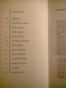 PHOTOGRAPHY-YEAR-BOOK__1959---02
===  PHOTOGRAPHY YEAR BOOK 1959'  ===  CONTENTS
________________________________________________
'PHOTOGRAPHY YEAR BOOK 1959'
NORMAN HALL & BASIL BURTON
'PHOTOGRAPHY' MAGAZINE (Great Britain) Ltd
9-10 Old Bailey LONDON
-
PRINTED IN GREAT BRITAIN BY MERRITT & HATCHER EC4
HIGH WYCOMBE AND LONDON
________________________________________________
CONTENTS:
- FOREWORD
- THE PHOTOGRAPHERS
- MARIA AUSTRIA
- HENK JONKER
- WYNN BULLOCK
- JEAN-PH. CHARBONNIER
- ERIC HOSKING
- MARIO GARRUBBA
- STIG T. KARLSON
- A. RENGER-PATZSCH
- WERNER STUHLER
- LA SSEINE
- TECHNICAL DATA
________________________________________________
In particolare:
CONTENTS:
- FOREWORD
- THE PHOTOGRAPHERS (GREAT BRITAIN AND THE COMMONWEALTH  FRANCE  GERMANY  HOLLAND  ITALY  JAPAN  SWEDEN  SWITZERLAND  U.S.A.  OTHER COUNTRIES Austria, Finland, Israel)
- MARIA AUSTRIA (e Altri per: HOLLAND)
- HENK JONKER (e Altri per: HOLLAND)
- WYNN BULLOCK (e Altri per: U.S.A.)
- JEAN-PH. CHARBONNIER (e Altri per: FRANCE)
- ERIC HOSKING (e Altri per: GREAT BRITAIN AND THE COMMONWEALTH)
- MARIO GARRUBBA (e Altri per: ITALY)
- STIG T. KARLSSON (e Altri per: SWEDEN)
- A. RENGER-PATZSCH (e Altri per: GERMANY)
- WERNER STUHLER (e Altri per: GERMANY)
- LA SEINE // HENRI CARTIER-BRESSON (e Altri per: FRANCE)
- CHIBA YATACA (e Altri per: JAPAN)
- DALAIN YVAN ((e Altri per: SWITZERLAND)
- TECHNICAL DATA
________________________________________________

=== Immagine 01 (di 03) ===