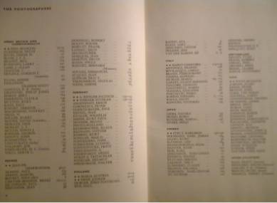 PHOTOGRAPHY-YEAR-BOOK__1959---03
===  PHOTOGRAPHY YEAR BOOK 1959'  ===  THE PHOTOGRAPHERS
________________________________________________
'PHOTOGRAPHY YEAR BOOK 1959'
NORMAN HALL & BASIL BURTON
'PHOTOGRAPHY' MAGAZINE (Great Britain) Ltd
9-10 Old Bailey LONDON
-
PRINTED IN GREAT BRITAIN BY MERRITT & HATCHER EC4
HIGH WYCOMBE AND LONDON
________________________________________________
CONTENTS:
- FOREWORD
- THE PHOTOGRAPHERS
- MARIA AUSTRIA
- HENK JONKER
- WYNN BULLOCK
- JEAN-PH. CHARBONNIER
- ERIC HOSKING
- MARIO GARRUBBA
- STIG T. KARLSON
- A. RENGER-PATZSCH
- WERNER STUHLER
- LA SSEINE
- TECHNICAL DATA
________________________________________________
In particolare:
CONTENTS:
- FOREWORD
- THE PHOTOGRAPHERS (GREAT BRITAIN AND THE COMMONWEALTH  FRANCE  GERMANY  HOLLAND  ITALY  JAPAN  SWEDEN  SWITZERLAND  U.S.A.  OTHER COUNTRIES Austria, Finland, Israel)
- MARIA AUSTRIA (e Altri per: HOLLAND)
- HENK JONKER (e Altri per: HOLLAND)
- WYNN BULLOCK (e Altri per: U.S.A.)
- JEAN-PH. CHARBONNIER (e Altri per: FRANCE)
- ERIC HOSKING (e Altri per: GREAT BRITAIN AND THE COMMONWEALTH)
- MARIO GARRUBBA (e Altri per: ITALY)
- STIG T. KARLSSON (e Altri per: SWEDEN)
- A. RENGER-PATZSCH (e Altri per: GERMANY)
- WERNER STUHLER (e Altri per: GERMANY)
- LA SEINE // HENRI CARTIER-BRESSON (e Altri per: FRANCE)
- CHIBA YATACA (e Altri per: JAPAN)
- DALAIN YVAN ((e Altri per: SWITZERLAND)
- TECHNICAL DATA
________________________________________________

=== Immagine 02 (di 03) ===