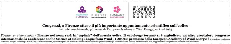 Immagine - Estratto - Cfr. Firenze 2024, Conference on the Science of Making Torque from Wind - TORQUE [Rif. Florence Convention Bureau = Agenzia di comunicazione Galli Torrini]