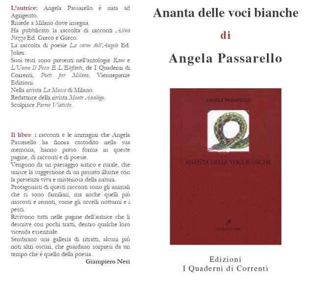 Immagine - Rif.:  ANANTA DELLE VOCI BIANCHE di Angela Passarello  -  Racconti e poesie  -  Edizioni "I Quaderni di Corrente"