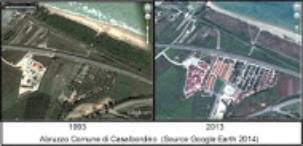 Immagine: _ Abruzzo_ Con dati a confronto _ In DOSSIER del WWF > gCEMENTO COAST TO COASTh «25 anni di natura cancellata dalle più pregiate coste italiane» == «DOSSIER-DENUNCIA DEL WWF: 25 ANNI DI gTRASFORMAZIONE METROPOLITANAh DELLE AMATE SPONDE»
«(..) Il dossier analizza con schede sintetiche lfevoluzione della situazione delle regioni costiere, mettendo a confronto i dati di oggi con quelli di 25 anni fa, con il supporto di immagini tratte da Google Earth e il quadro dfinsieme è una vera e propria trasformazione metropolitana delle coste italiane.» (Da: Documentazione Dossier WWF gCemento coast to coasth)
WWF Italia - www.wwf.it
