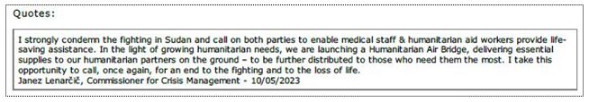 Immagine - Estr_ Quotes > Janez Lenarčič, Commissioner for Crisis Management - 10/05/2023 >> Cfr.: «Sudan: l'UE lancia un ponte aereo umanitario per fornire beni di prima necessità» - 10 Maggio 2023 [Rif.: ec-europa-eu / Commissione europea - Rappres. It-Mi] || «Sudan: EU launches Humanitarian Air Bridge to provide essential supplies» - 10 May 2023 [Rif.: ec-europa-eu / European Commission - Brussels]