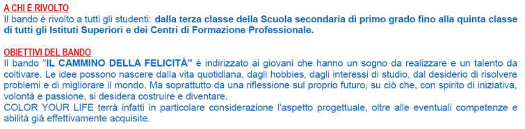 Immagine - Rif.: Fondazione COLOR YOUR LIFE (CYL) - COLOR YOUR LIFE Foundation  /  BANDO: "IL CAMMINO DELLA FELICIT"  /  www.coloryourlife.it - www.colornews.it - fondazione@coloryourlife.it - Tel. + 39 019/671668  //  [ Grafica - parte 3/7 ]