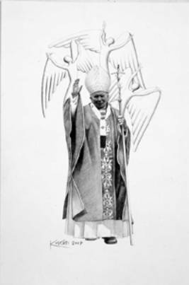 Immagine - Rif. Mark Kostabi - La scultura di Papa Giovanni Paolo II ==> 6) Mark Kostabi - Bozzetto per la scultura di Papa Giovanni Paolo II