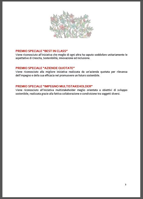 Immagine: SODALITAS SOCIAL AWARD - 15a EDIZIONE 2017 - Il Libro dforo della Responsabilità Sociale dfImpresa. - pg. 3 - «Uno sguardo sulla 15 Edizione del Sodalitas Social Award» // FONDAZIONE SODALITAS - socialaward@sodalitas.it - sodalitas.it