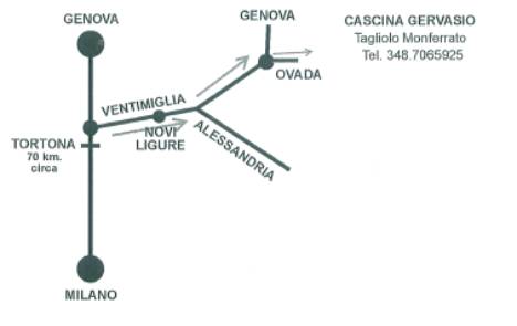 Immagine - Rif.: Cartina stradale > Indicazioni per CASCINA GERVASIO - Tagliolo Monferrato OVADA (AL)